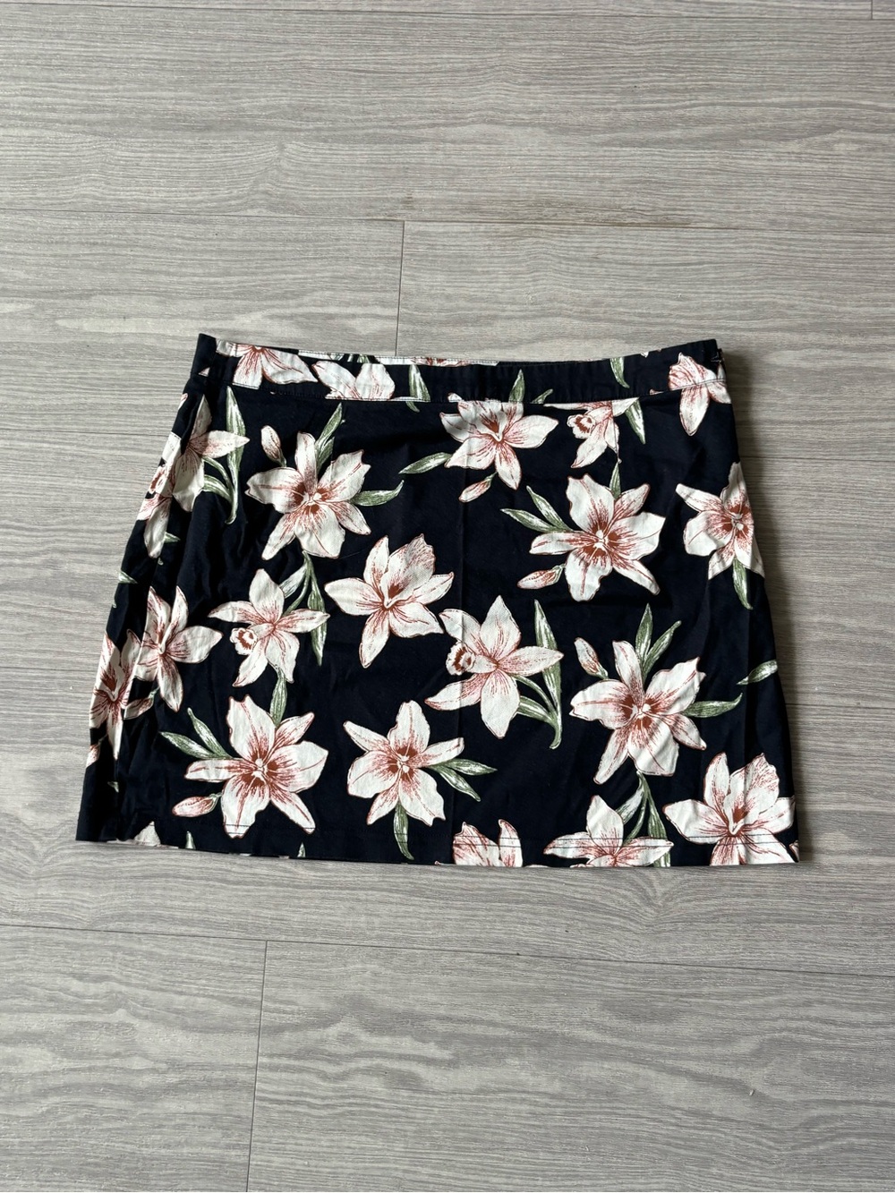 Forever 21 Black Mini Skirt with Pink & Green Floral Print